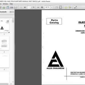 ALLIS CHALMERS FUEL INJECTION PUMP PARTS MANUAL PART 70645322 - PDF DOWNLOAD