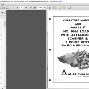 ALLIS CHALMERS H3 HD3 CRAWLER TRACTOR PARTS MANUAL WITH LOADER RIPPER ATTACHMENTS - PDF DOWNLOAD
