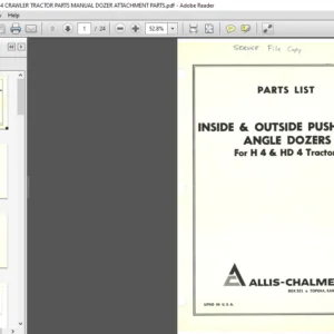 ALLIS CHALMERS H4 HD4 CRAWLER TRACTOR PARTS MANUAL DOZER ATTACHMENT PARTS - PDF DOWNLOAD