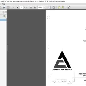 ALLIS CHALMERS HD16 CRAWLER TRACTOR PARTS MANUAL WITH HYDRAULIC SYSTEM PRIOR TO SN 10301 - PDF DOWNLOAD