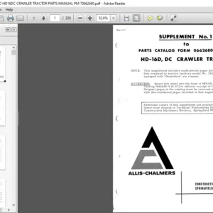 ALLIS CHALMERS HD16D HD16DC CRAWLER TRACTOR PARTS MANUAL PM 70662680 - PDF DOWNLOAD