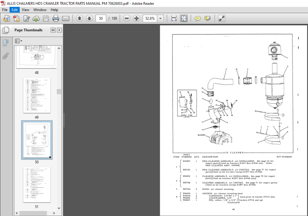 ALLIS CHALMERS HD5 CRAWLER TRACTOR PARTS MANUAL PM 70626003 - PDF ...