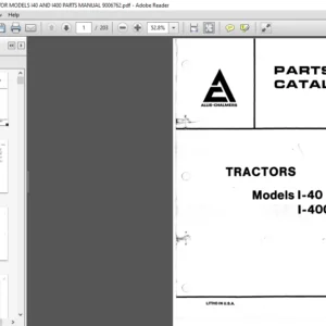 ALLIS CHALMERS TRACTOR MODELS I40 AND I400 PARTS MANUAL 9006762 - PDF DOWNLOAD