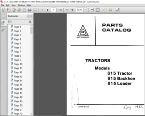 ALLIS CHALMERS WHEELED 615 TRACTOR BACKHOE LOADER PARTS MANUAL FORM 1008928 - PDF DOWNLOAD
