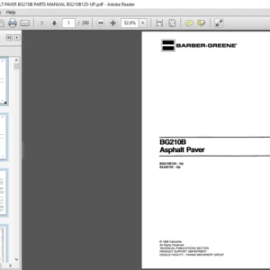 BARBER GREENE ASPHALT PAVER BG210B PARTS MANUAL BG210B120-UP - PDF DOWNLOAD