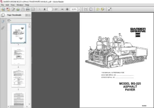 BARBER GREENE BG225 ASPHALT PAVER PARTS MANUAL - PDF DOWNLOAD