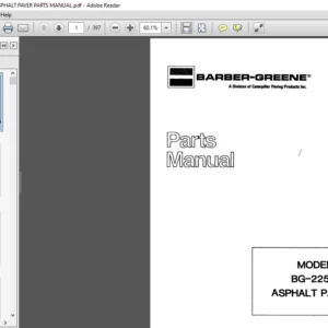 BARBER GREENE BG225B ASPHALT PAVER PARTS MANUAL - PDF DOWNLOAD