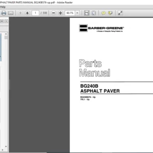 BARBER GREENE BG240B ASPHALT PAVER PARTS MANUAL BG240B576-up - PDF DOWNLOAD