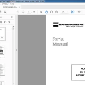 BARBER GREENE BG265B ASPHALT PAVER PARTS MANUAL - PDF DOWNLOAD