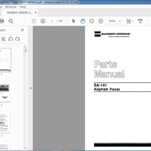 BARBER GREENE SA141 ASPHALT PAVER PARTS MANUAL - PDF DOWNLOAD