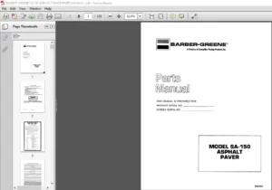 BARBER GREENE SA150 ASPHALT PAVER PARTS MANUAL - PDF DOWNLOAD