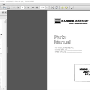BARBER GREENE SA150 ASPHALT PAVER PARTS MANUAL - PDF DOWNLOAD