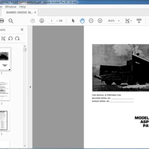 BARBER GREENE SB131 ASPHALT PAVER PARTS MANUAL - pdf download