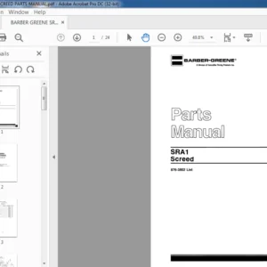 BARBER GREENE SRG0 SCREED PARTS MANUAL - PDF DOWNLOAD