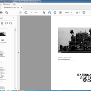 BARBER GREENE SRG0 SCREED PARTS MANUAL - PDF DOWNLOAD