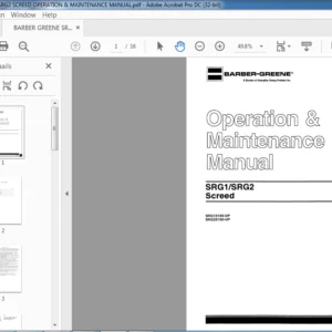 BARBER GREENE SRG1 SRG2 SCREED OPERATION & MAINTENANCE MANUAL - PDF DOWNLOAD