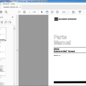 BARBER GREENE SRG2 Extend-A-Mat Screed PARTS MANUAL - PDF DOWNLOAD