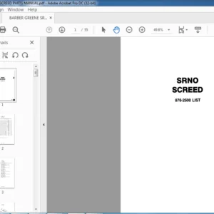 BARBER GREENE SRN0 SCREED PARTS MANUAL - PDF DOWNLOAD