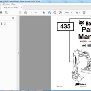 BOBCAT 435 MINI EXCAVATOR PARTS MANUAL - PDF DOWNLOAD
