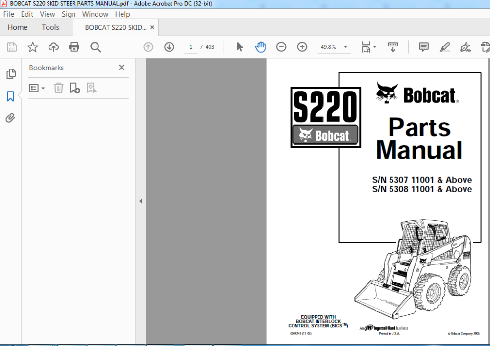 BOBCAT S220 SKID STEER PARTS MANUAL - PDF DOWNLOAD - HeyDownloads