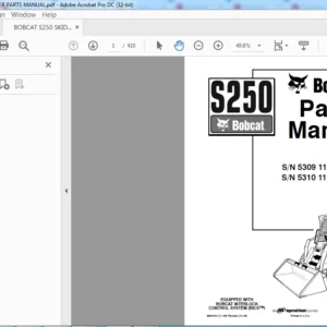 BOBCAT S250 SKID STEER PARTS MANUAL - PDF DOWNLOAD