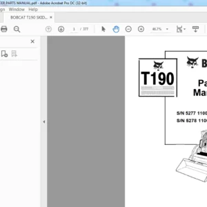 BOBCAT T190 SKID STEER PARTS MANUAL - PDF DOWNLOAD