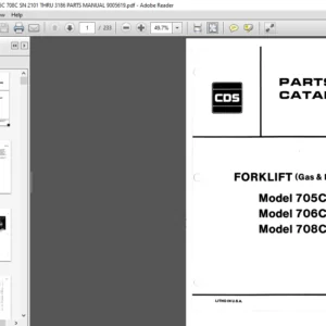 CDS FORKLIFT 705C 706C 708C SN 2101 THRU 3186 PARTS MANUAL 9005619 - PDF DOWNLOAD