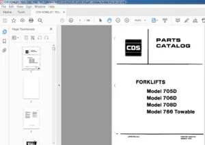 CDS FORKLIFT 705D 706D 708D 766 TOWABLE PARTS CATALOG SN 3201 UP - PDF DOWNLOAD