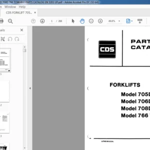 CDS FORKLIFT 705D 706D 708D 766 TOWABLE PARTS CATALOG SN 3201 UP - PDF DOWNLOAD
