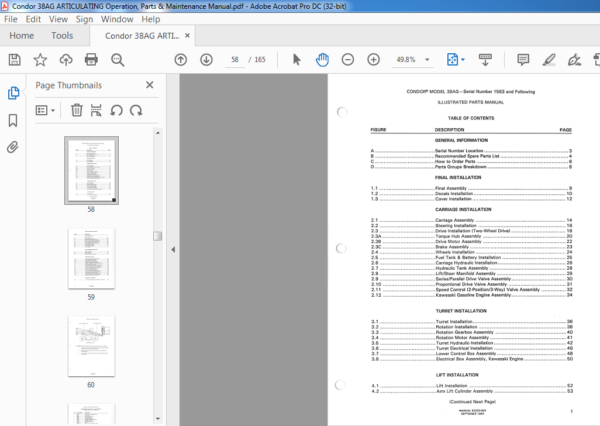 CONDOR 38AG 47AG & 47AE Articulating Operator's Manual - PDF DOWNLOAD ...