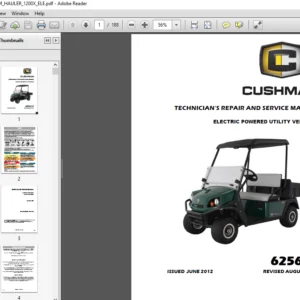 CUSHMAN HAULER 1200X SERVICE MANUAL (ELECTRIC) - PDF DOWNLOAD