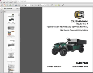 CUSHMAN Hauler Pro X TECHNICIAN’S REPAIR AND SERVICE MANUAL (72V ELECTRIC) - PDF DOWNLOAD