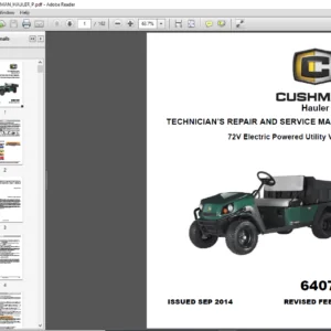 CUSHMAN Hauler Pro X TECHNICIAN’S REPAIR AND SERVICE MANUAL (72V ELECTRIC) - PDF DOWNLOAD