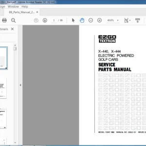 EZGO TEXTRON X-440 x-444 ELECTRIC POWERED GOLF CARS SERVICE MANUAL  - PDF DOWNLOAD