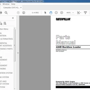 Caterpillar (CAT) 420D Backhoe Loader Parts Manual - PDF DOWNLOAD
