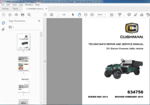 Cushman 72V Electric Powered Utility Vehicle Service Manual - PDF DOWNLOAD