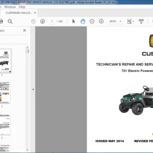 Cushman 72V Electric Powered Utility Vehicle Service Manual - PDF DOWNLOAD