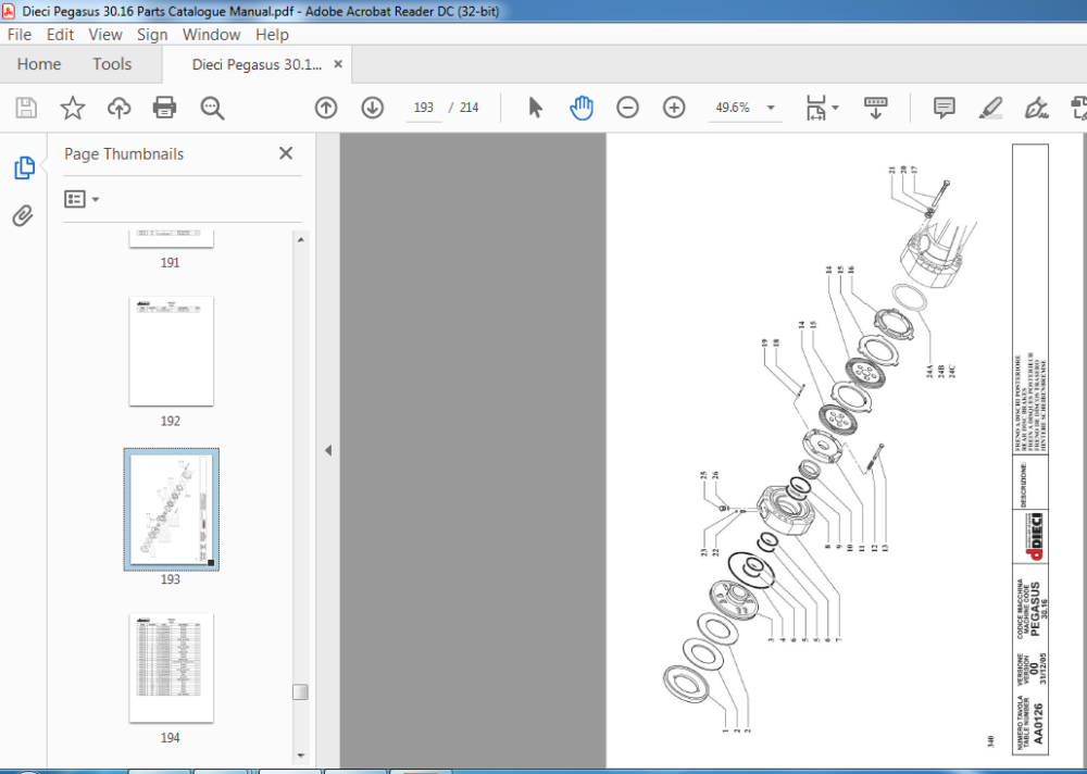 Dieci Pegasus 30.16 Parts Catalogue Manual - Pdf Download 