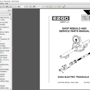 EZGO (DANA ELECTRIC TRANSAXLE) SHOP REBUILD AND SERVICE PARTS MANUAL - PDF DOWNLOAD