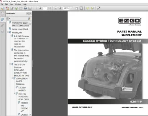 EZGO Exceed Hybrid Technology System Parts Manual Supplement - PDF DOWNLOAD