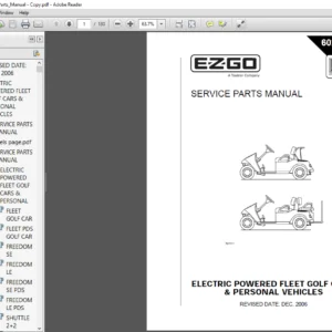 EZGO FLEET GOLF CAR  PDS GOLF CAR FREEDOM SE  LE  SE PDS  LE PDS SHUTTLE 2+2 SEVICE PARTS MANUAL (ELECTRIC) - PDF DOWNLOAD