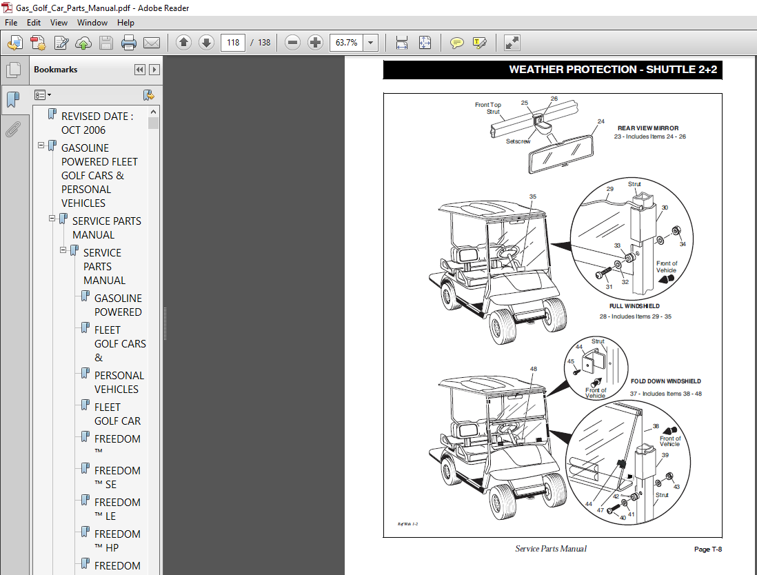 EZGO FREEDOM SE LE HP HP SE HP LE SHUTTLE 2+2 Service Parts Manual ...