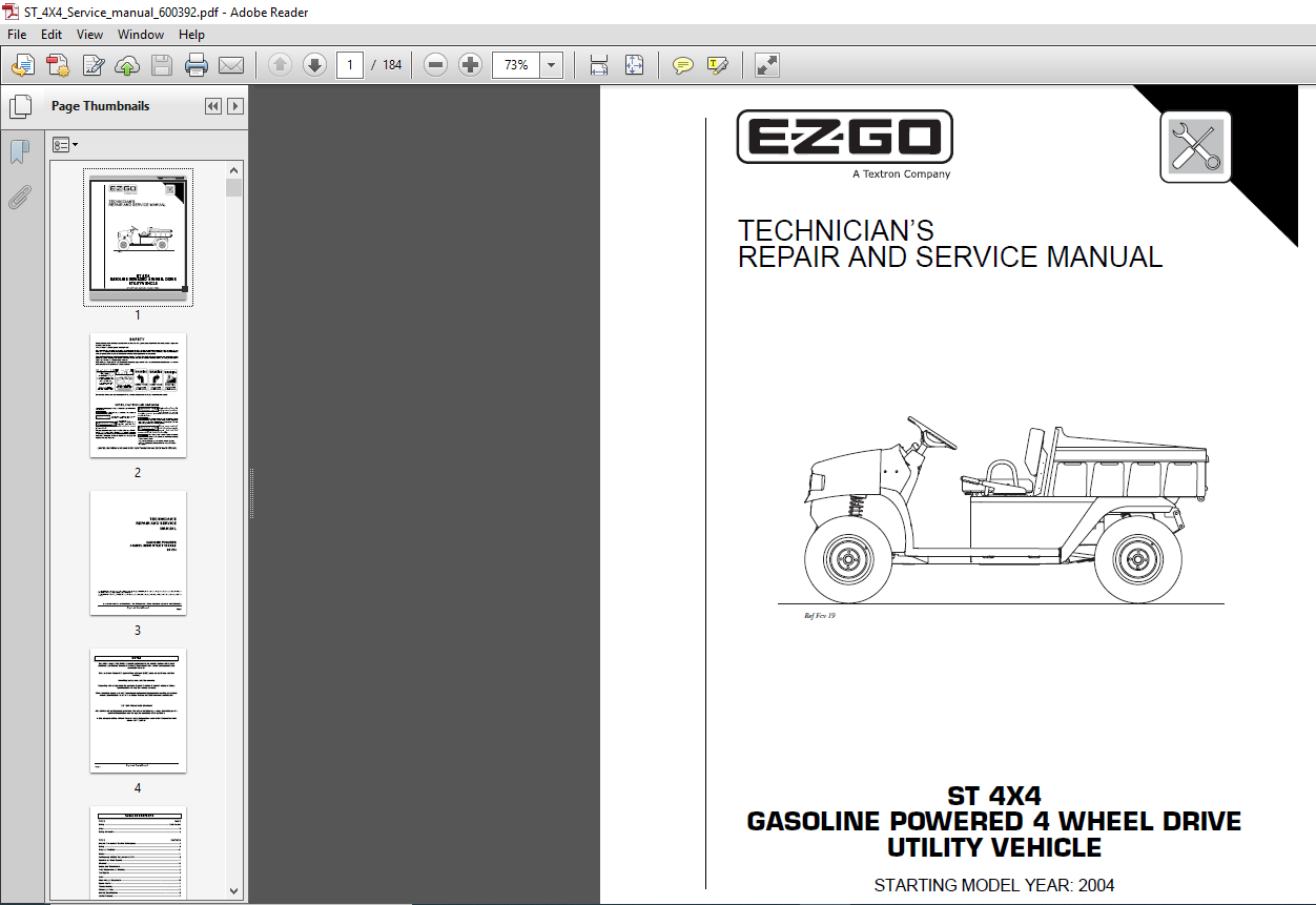 EZGO ST 4X4 SERVICE MANUAL (GASOLINE) - PDF DOWNLOAD - HeyDownloads ...