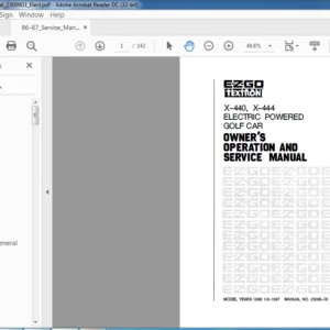 EZGO TEXTRON X-400 X-444 ELECTRIC POWERED GOLF CAR SERVICE MANUAL  - PDF DOWNLOAD