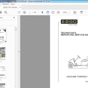 EZGO TXT VALOR SERVICE AND REPAIR MANUAL (GASOLINE) - PDF DOWNLOAD