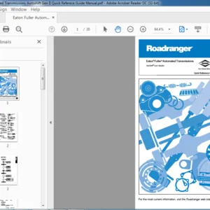 Eaton Fuller Automated Transmissions Autoshift Gen II Quick Reference Guide Manual - PDF DOWNLOAD