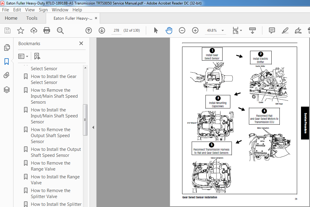 Eaton Fuller Heavy Duty RTLO B AS Transmission TRTS Service Manual PDF DOWNLOAD