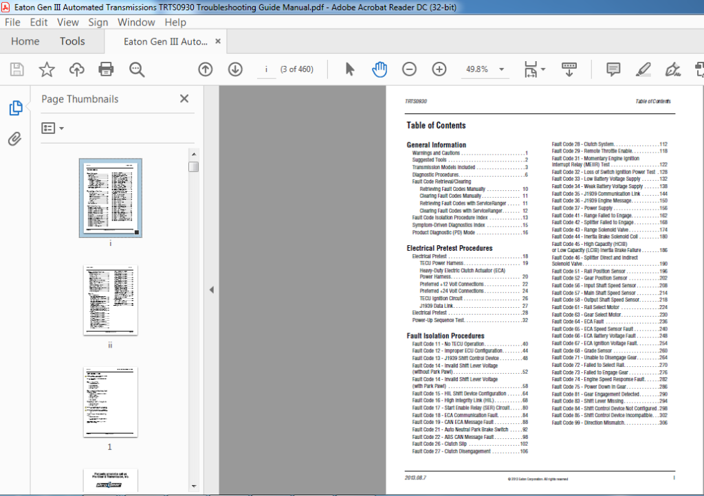 Eaton Gen III Automated Transmissions TRTS0930 Troubleshooting Guide ...