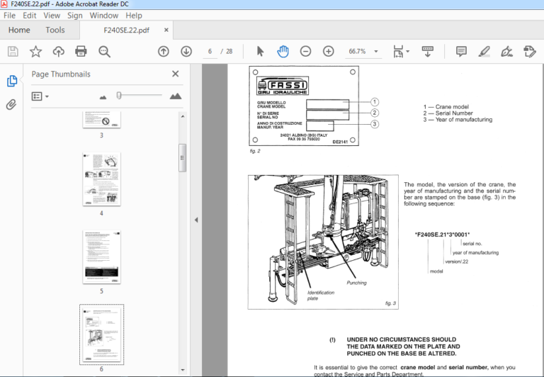 FASSI CRANE F 240SE Use & Maintenance Manual - pdf download ...