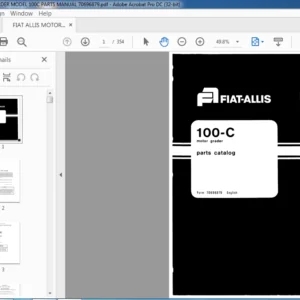 FIAT ALLIS MOTOR GRADER MODEL 100C PARTS MANUAL 70696879 - PDF DOWNLOAD